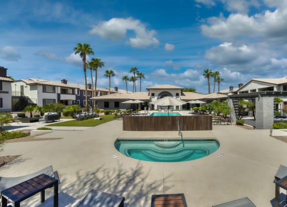 Mountainside Pool Resort Style Heated Pool with Lounge Seating