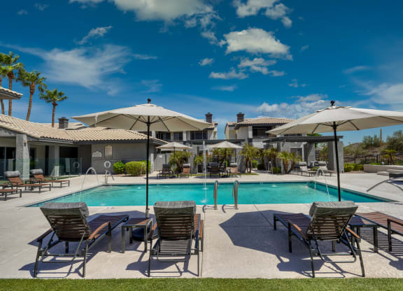 Mountainside Pool Resort Style Pool with Lounge Seating