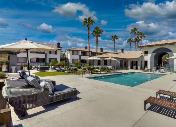 Mountainside Pool Resort Style Pool with Lounge Seating