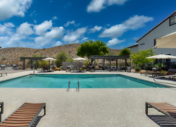 Mountainside Pool Resort Style Pool with Lounge Seating