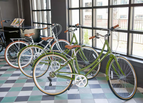 Convenient indoor bike storage at Novel Cary