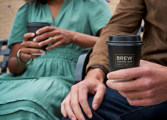 Have a coffee from the local Brew Coffee Bar near Novel Cary