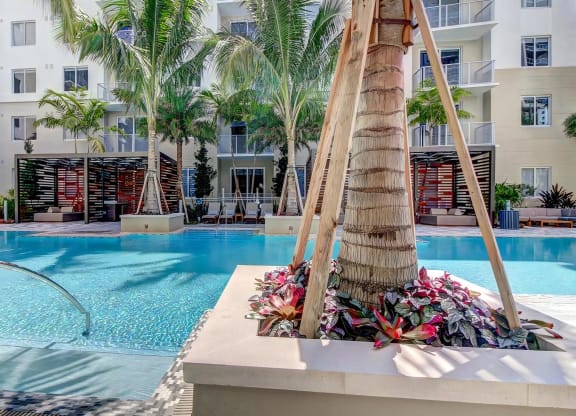 Outdoor Patio with Pool and Landscaping