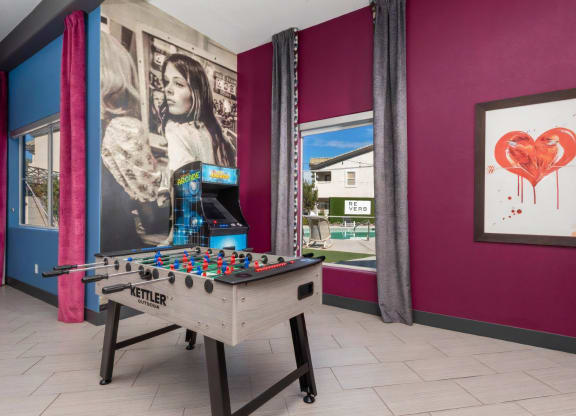 Modern Clubroom with Foosball and Video Games