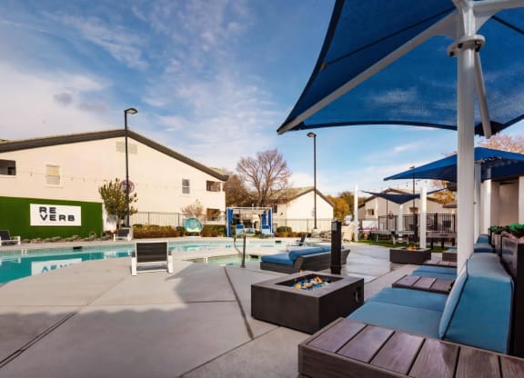 Resort Style Pool with Sundeck and Fire Pits