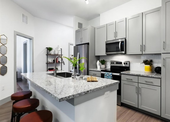 High-End Kitchen with Granite Counters and Stainless Steel Appliances