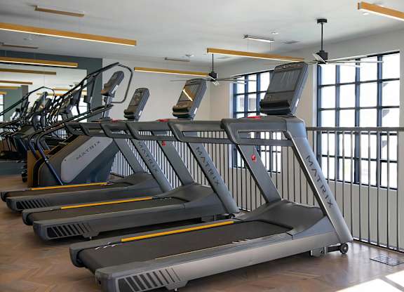 Multiple treadmills and elliptical with stair stepper at Novel Cary