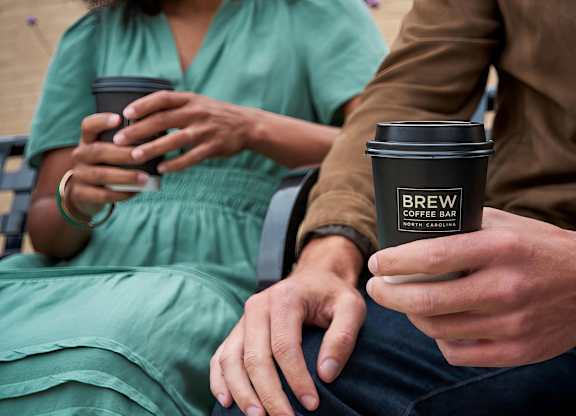 Have a coffee from the local Brew Coffee Bar near Novel Cary