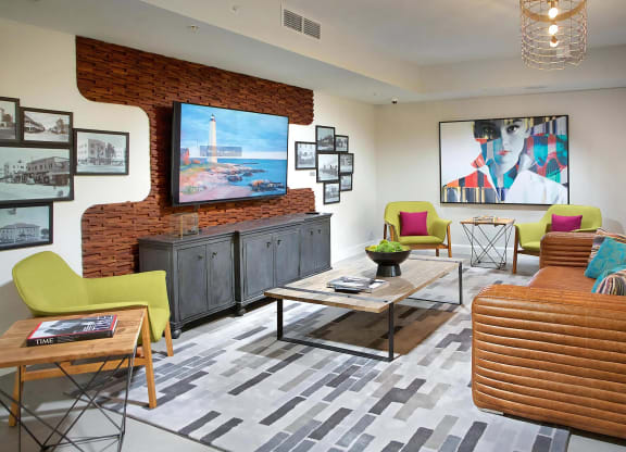 South of Atlantic Clubroom with Modern Furnishings and Flat-Screen TV