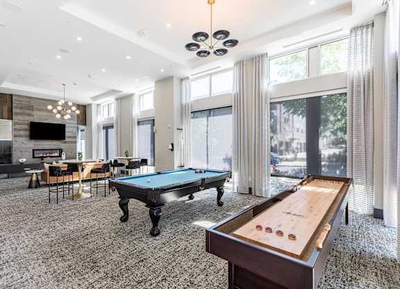 Clubhouse with Shuffleboard and Pool Table