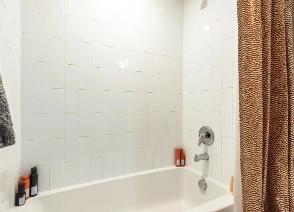 Large Soaking Tub with Subway Tile Finish