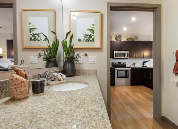 Single Vanity with Ample Counter Space