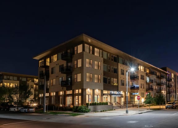 Evening Street View of Building