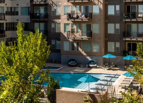 Overhead View of Courtyard with Swimming Pool