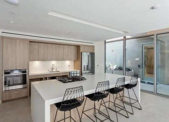 Community Full Kitchen with Bar Seating