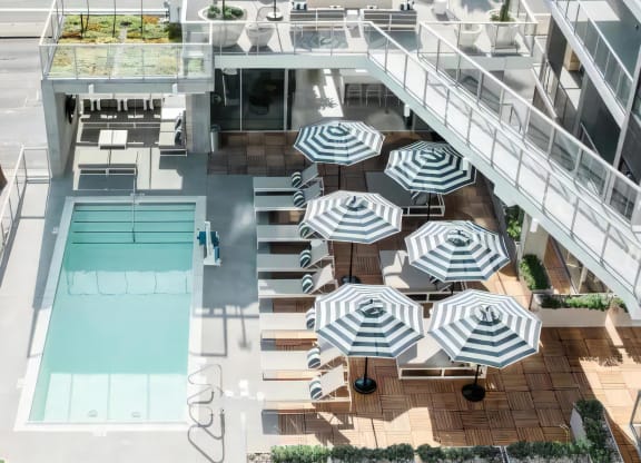 Patio with Swimming Pool and Chaise Loungers