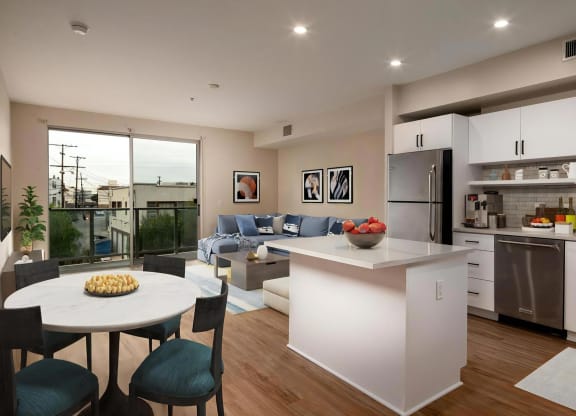 Venice on Rose Apartments Rooms Modern Open Concept for Living and Dining Areas