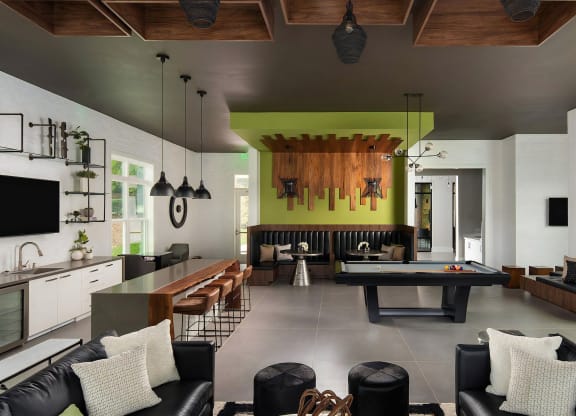 Lounge with Seating and Pool Table