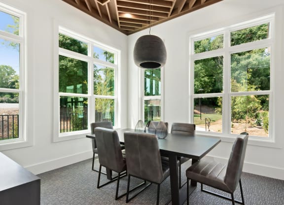 Community Workspace with Large Collaborative Table and Scenic Views