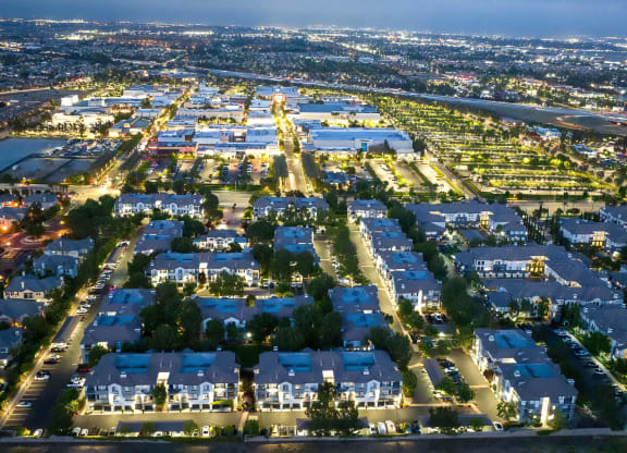 Aerial Night View of Villas at the Gardens Near Shopping and Dining
