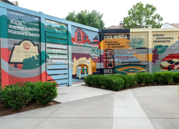 Outdoor Mural Showcasing Local Cucamonga Landmarks and Culture