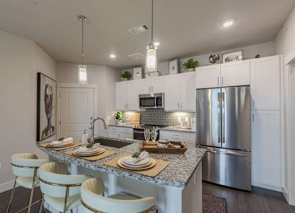 Granite Counter Island With Breakfast Bar