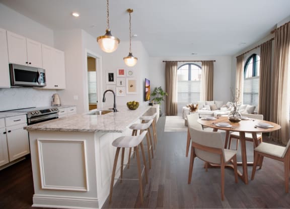 a kitchen and dining area in a 555 waverly unit at Fairfax, Grandview, 43212