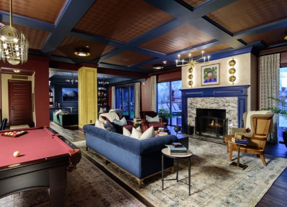 a living room filled with furniture and a pool table at Fairfax, Grandview, OH, 43212