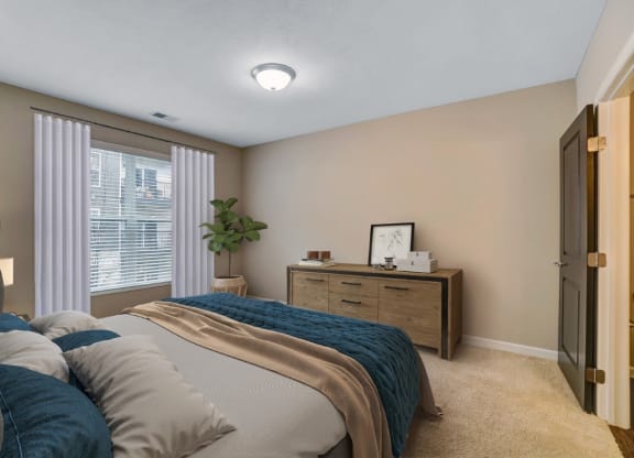 the preserve at ballantyne commons bedroom with bed and dresserat Taylor House Apartments, Columbus, OH, 43214