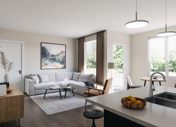 a rendering of a common area in apartment
