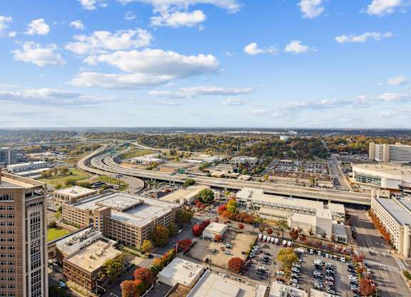 Cityscape with Clear Blue Sky at The 600 Apartments, Birmingham, Alabama