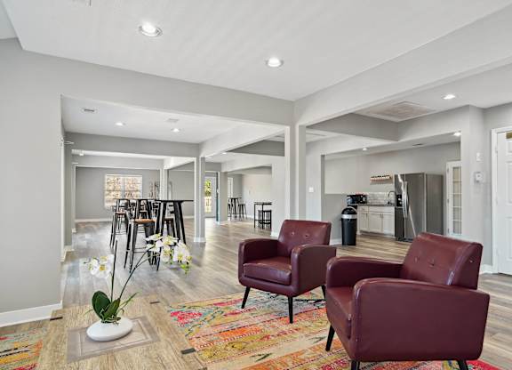Community living room and kitchen at Emerald Bay, North Carolina