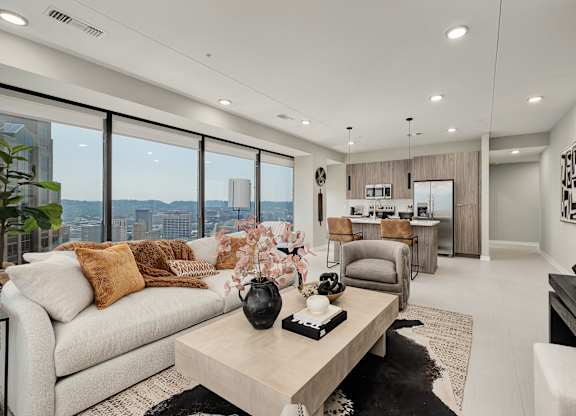 Spacious Living Room at The 600 Apartments, Birmingham, AL