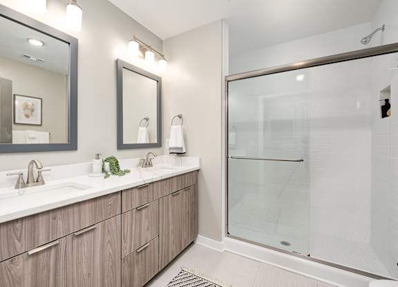 Walk In Shower at The 600 Apartments, Birmingham, AL, 35203