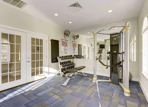 the gym at the preserve at johnsons crossing apartments