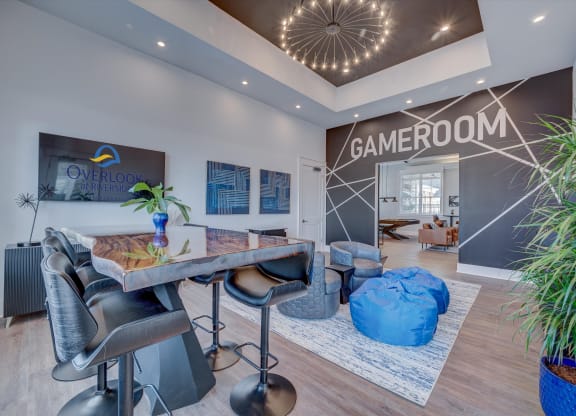 Overlook at Riverside Gameroom Couch and Beanbag Chairs