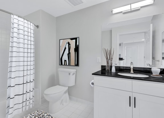 a white bathroom with a shower and a toilet