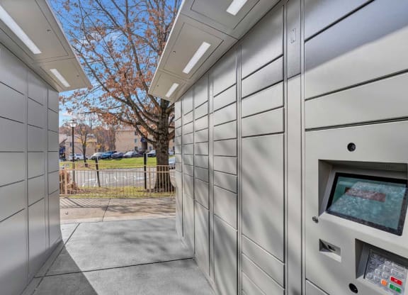 a building with a parking meter on the sidewalk