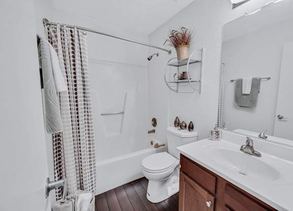 a bathroom with a shower toilet and sink