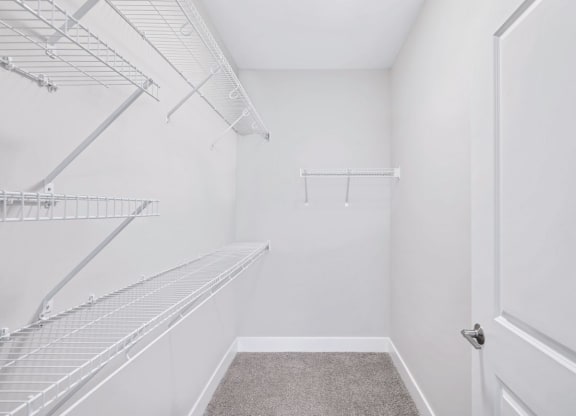 The walk-in closet in the Douglas floor plan at Overlook at Riverside.
