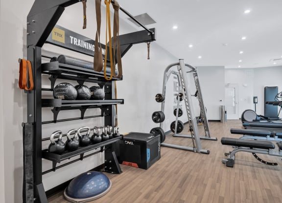 The fitness center at Waterside at Reston.