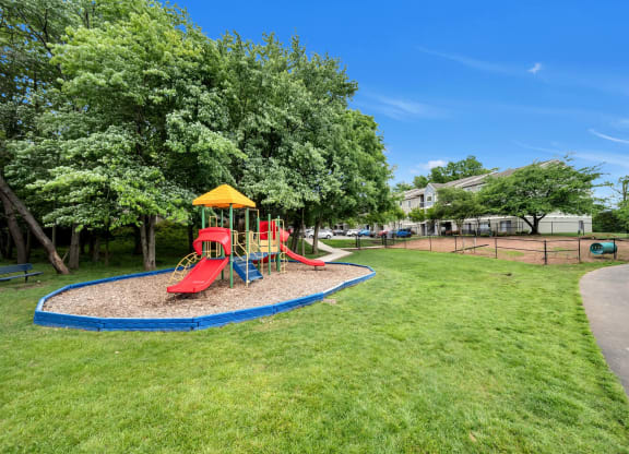 Views of the playground and dog park at Waterside at Reston.