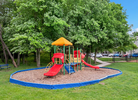 Views of the playground and dog park at Waterside at Reston.