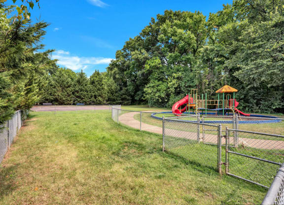 a park with a playground and a slide