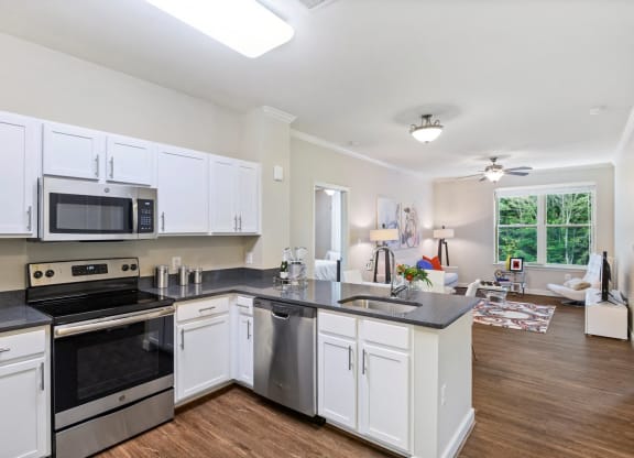 Open layout kitchen at The Flats at Neabsco