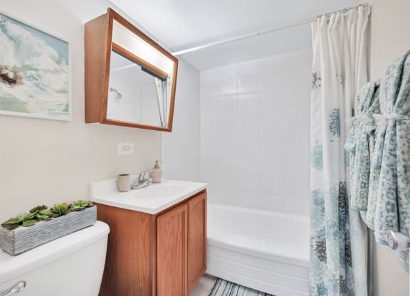 a bathroom with a white toilet next to a bathtub