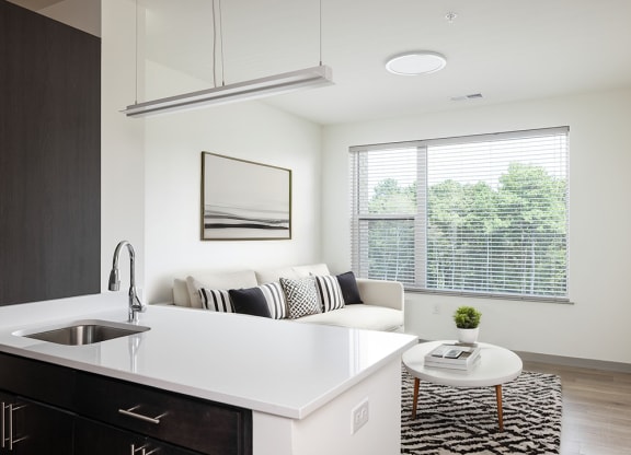 an open kitchen and living room in an apartment