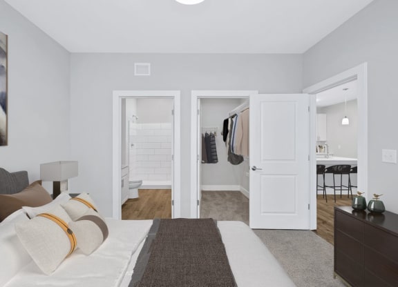 One of the bedrooms in the Sandstone floor plan at Overlook at Riverside.
