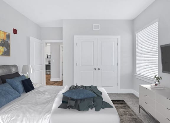 One of the bedrooms in the Sandstone floor plan at Overlook at Riverside.