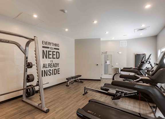 A gym with a sign that says